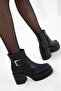 Lonji Premium Black Platform Heeled Boots - 3