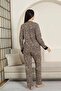 Women's Pajamas Set - Leopard Print Long Sleeve Stretch Fabric Cotton 2880Uk - 5