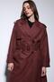 Burgundy Double Breasted Belted Women's Trench Coat - 3