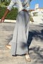 Gray Pocketed Washable Mesh Detailed Wide Leg Cotton Loose Pants 90 30 - 5