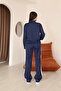 Women's Navy Blue Side Striped Detail Tracksuit Set - 8