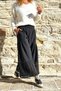 Black Pocketed Washable Mesh Detailed Wide Leg Cotton Loose Trousers 90 30 - 3