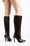 Syt-2004 Brown Wrinkled Patent Leather Daily Boots - 2