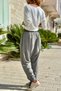 Anthracite Pocketed Washable Soft Textured Brode Elastic Waist Baggy Cotton Casual Trousers 100 35 - 2