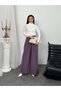 Pleated High Waist Wide Leg Modal Fabric Palazzo Pants 8039 - Purple - 5