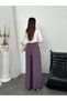 Pleated High Waist Wide Leg Modal Fabric Palazzo Pants 8039 - Purple - 8
