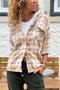 Camel Hooded Plaid Pocketed Lumberjack Casual Shirt 60 50 - 6