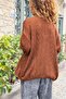 Italian Brown V-Neck Buttoned Washed a Lace-Like Knit Soft Textured Wool Loose Cardigan 70 50 - 2