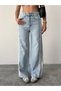 Women's Wide Leg High Waist Side Detailed Premium Denim Jean - 2