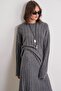 6960 Women's Braided Soft Textured Knitwear Bottom and Top Set Anthracite - 4