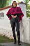 Burgundy Hooded Buttons Piped Süzene Embroidered Casual Cashmere Bolero Woven Poncho 43 75 - 3