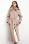 Fur Moher Long Coat with Detachable Collar Kum 3151 - 4