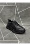 Black Genuine Leather Lace-Up Sneakers