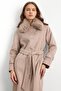 Fur Moher Long Coat with Detachable Collar Kum 3151 - 3