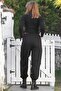 Black Pocketed Elasticated and Tied Waist Elasticated Leg Casual Faux Leather Knitted Trousers 96 60 - 8