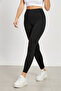 Women's High Waist Polyemid Leggings - Black - 4