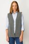 Women's V-Neck Steel Knit Wool Mother Vest 25044 Smoked - 3