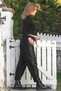 Black Pocketed Elastic Waist Straight Leg Casual Faux Leather Knitted Trousers 95 65 - 7