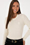 Women's Cream Crew Neck Basic Sweater 50307763-Vr256 - 2