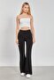 Women's High Waist Flared Tights - Black