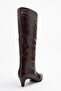 Siora Brown Skin Genuine Leather Women's Short Heeled Boots - 5