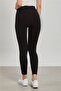 High Waist Stretch Fabric Leggings - Black - 5