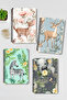 Puppy Cute Animals No:1 Design Wire Spiral A5 Unlined 4-Piece Souvenir, Memory, School Notebook Set