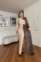 Women's Leopard Detailed Slit Evening Dress Nbnc2509 - 3