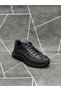 Black Genuine Leather Rubber Laced Sports Shoes