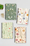Wild Flowers Design Wire Spiral A5 Unlined 4-Piece Souvenir, Memory, School Notebook Set