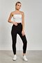 High Waist Stretch Fabric Leggings - Black - 4