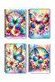 Colorful Butterfly Design Wire Spiral A5 Squared 4-Piece Souvenir, Memory, School Notebook Set - 6