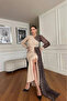 Women's Leopard Detailed Slit Evening Dress Nbnc2509