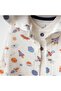 Boy's Suit Gift Baby Boy Space Patterned Hooded 3-Piece Cotton Sports Suit Navy Blue - 3