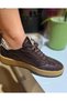 Noble Shoes Genuine Leather Dark Brown Women's Sneakers - 2