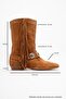 Selora Tan Suede Tasseled Genuine Leather Buckle Women's Western Boots - 6