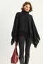 Women's Black Tasseled Knitwear Poncho Tp251007 60283722 - 3