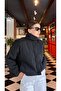 Black solid texture puffer jacket