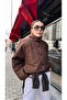 Coffee brown textured puffer jacket - 2