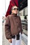 Coffee brown textured puffer jacket - 6