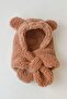 Avis Coffee Children's Hooded Plush Beanie Scarf Welsoft Neck Collar Windproof Hat with Ears - 2