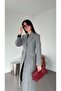 Gray Cashmere Coat with Belted Waist - 6