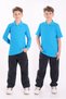 Unisex Children's Polo Neck School T-Shirt Basic Short Sleeve 2-Piece School Long Sleeve T-Shirt 5-16 Years Old Turquoise