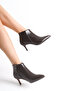 Women's Brown Patent Leather Heeled Pointed Short Boots - 3