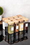 12-Piece Wooden Vacuum Lid Acrylic Spice Jar Set Storage Container Spice Rack with Label Gift 300 ml - 6