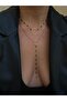 Black Crystal Stone Detail Geometric Double Steel Necklace Set
