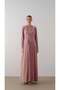 Velvet Dress with Cross Chiffon Pattern on the Front Powder