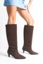 Women's Brown Suede Heeled Pointed Boots - 3