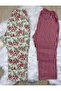 Green Floral and Burgundy Striped Plus Size 2-Piece Pajama Bottoms