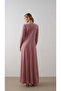 Velvet Dress with Cross Chiffon Pattern on the Front Powder - 4